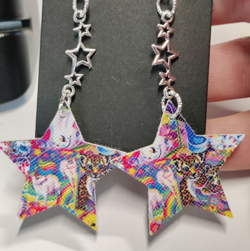 Lisa Frank inspired shooting stars earrings